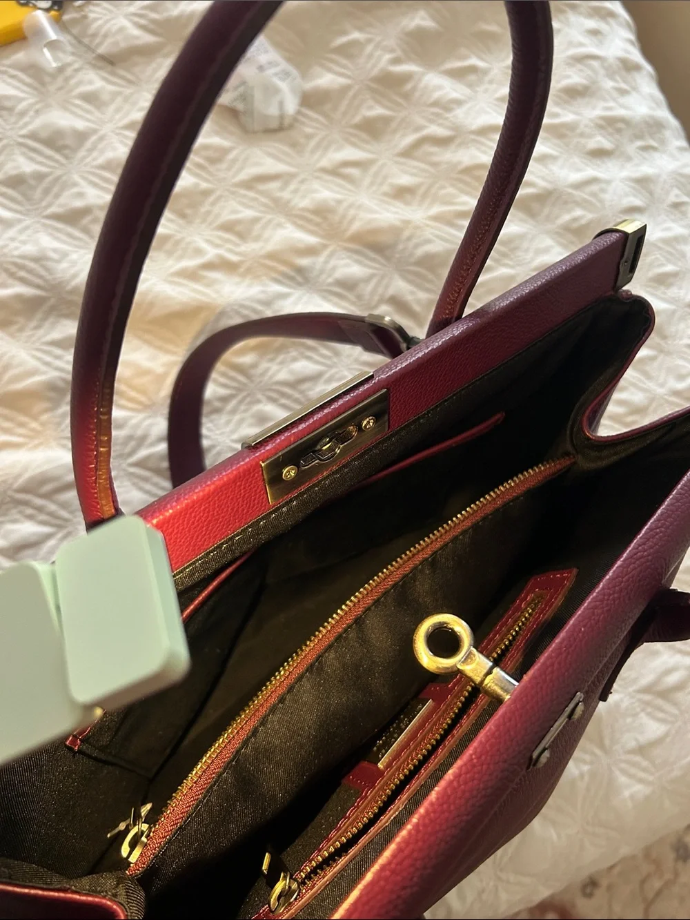 Structured Top-Handle Satchel in Deep Wine